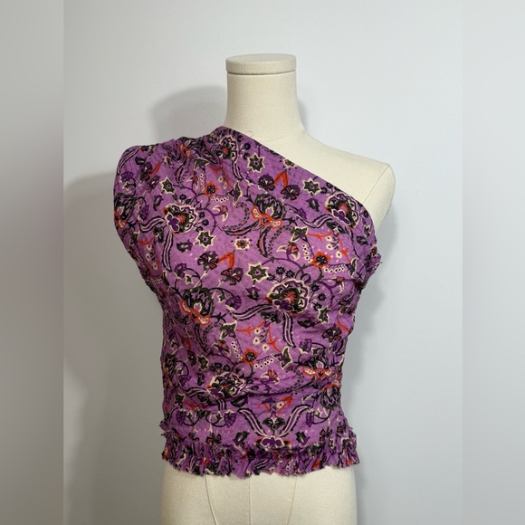 New! SMYTHE Asymmetrical One Shoulder Top in Violet Bandana Sz‎ 2 $350 - Picture 4 of 6